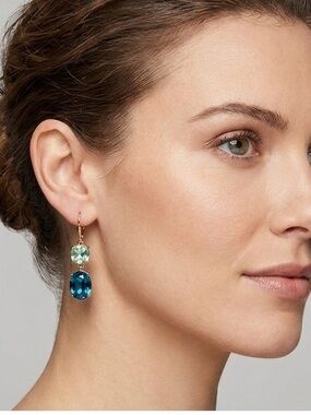 Monet Green and Blue Crystal Drop Earrings